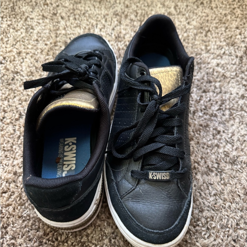 K-Swiss Black Sneakers with Gold Accents